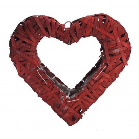 Macetero Mimbre Corazón Rojo 34 cm